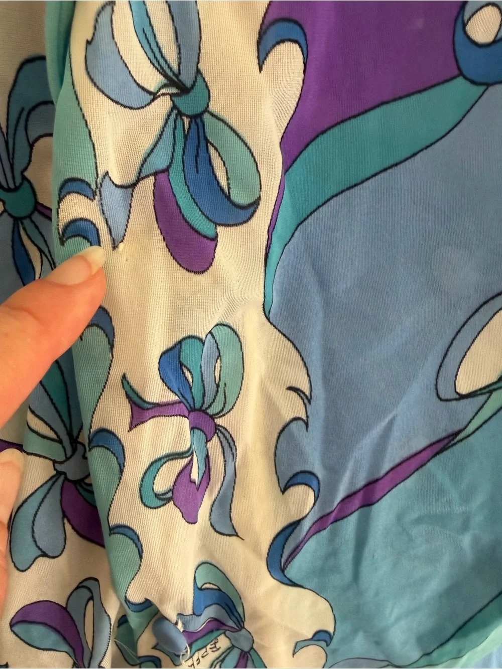 Emilio Pucci for Formfit Rogers Sheer Blue & Purple Loungewear Top